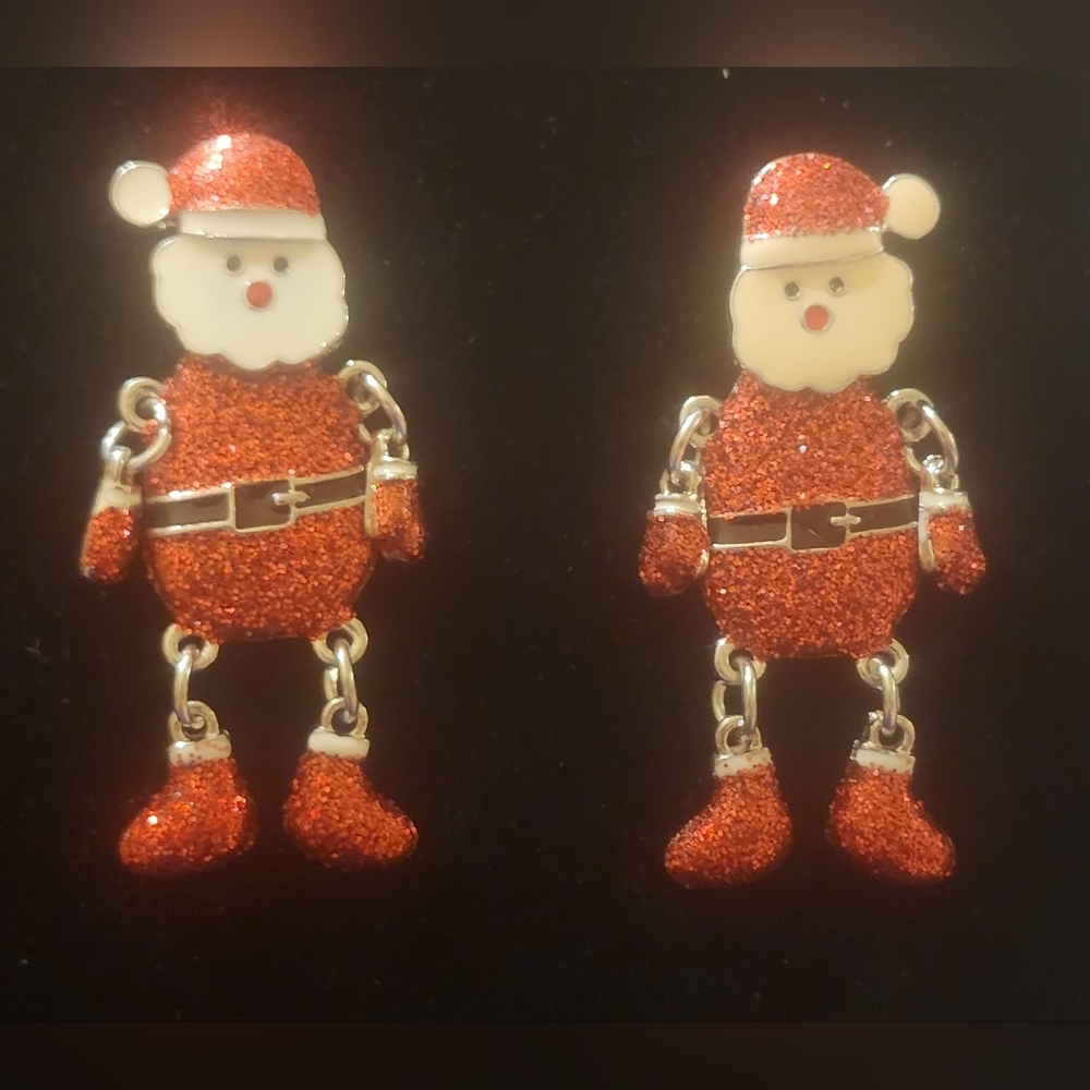 Ladies Blingy Jewelery Dancing Santa Earrings